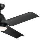 KICHLER 310254SBK 54 Inch Fit Ceiling Fan With Satin Etched Cased Opal Glass In Satin Black With Satin Black Blades
