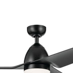 KICHLER 310254SBK 54 Inch Fit Ceiling Fan With Satin Etched Cased Opal Glass In Satin Black With Satin Black Blades
