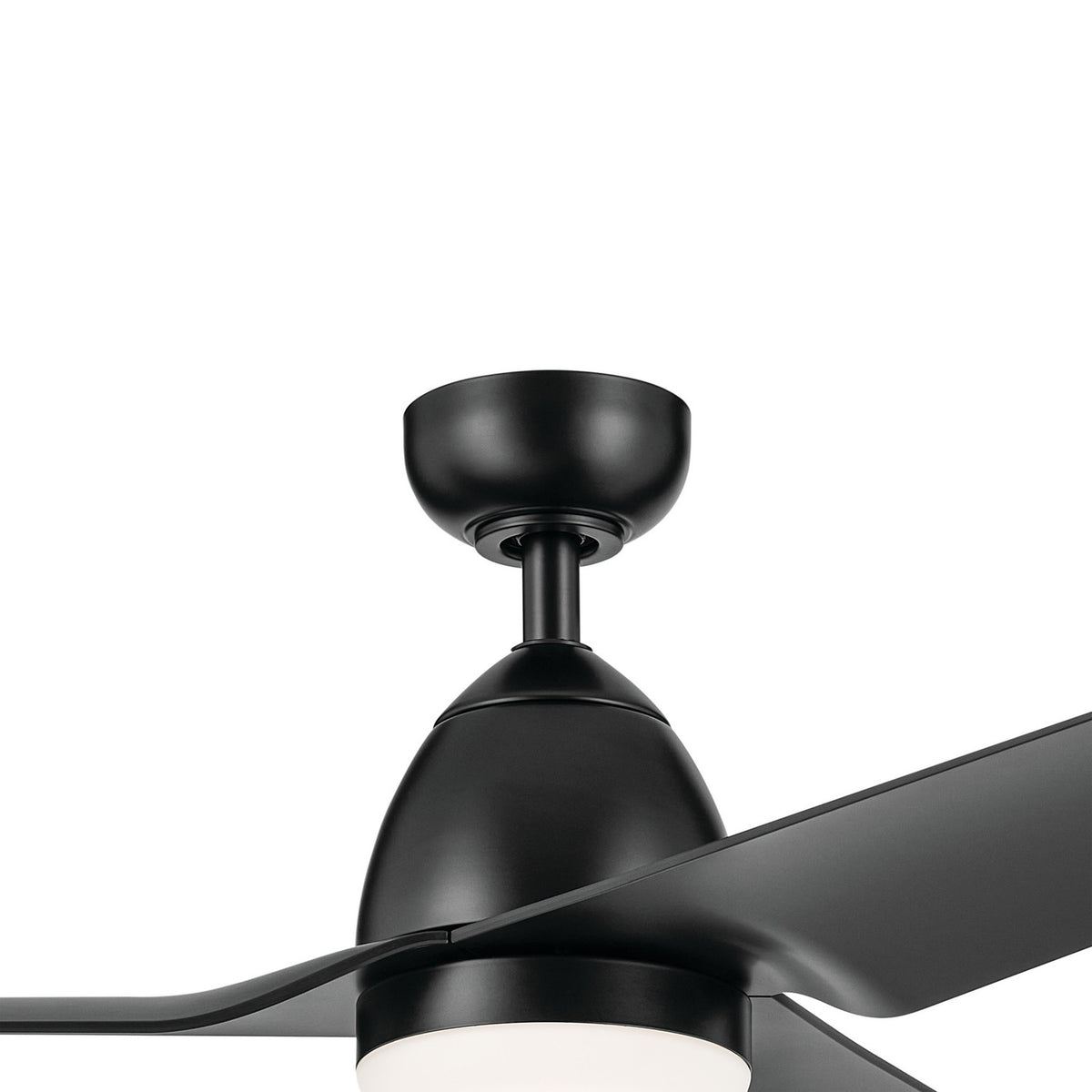 KICHLER 310254SBK 54 Inch Fit Ceiling Fan With Satin Etched Cased Opal Glass In Satin Black With Satin Black Blades