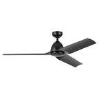 KICHLER 310254SBK 54 Inch Fit Ceiling Fan With Satin Etched Cased Opal Glass In Satin Black With Satin Black Blades