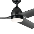 KICHLER 310254SBK 54 Inch Fit Ceiling Fan With Satin Etched Cased Opal Glass In Satin Black With Satin Black Blades