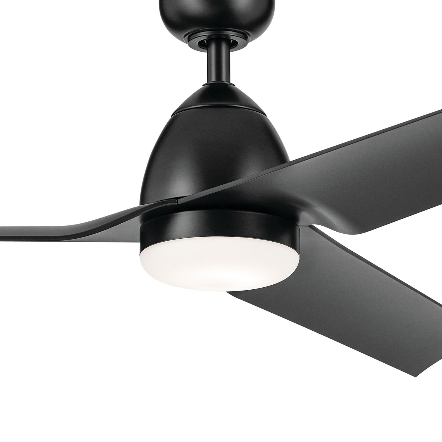KICHLER 310254SBK 54 Inch Fit Ceiling Fan With Satin Etched Cased Opal Glass In Satin Black With Satin Black Blades