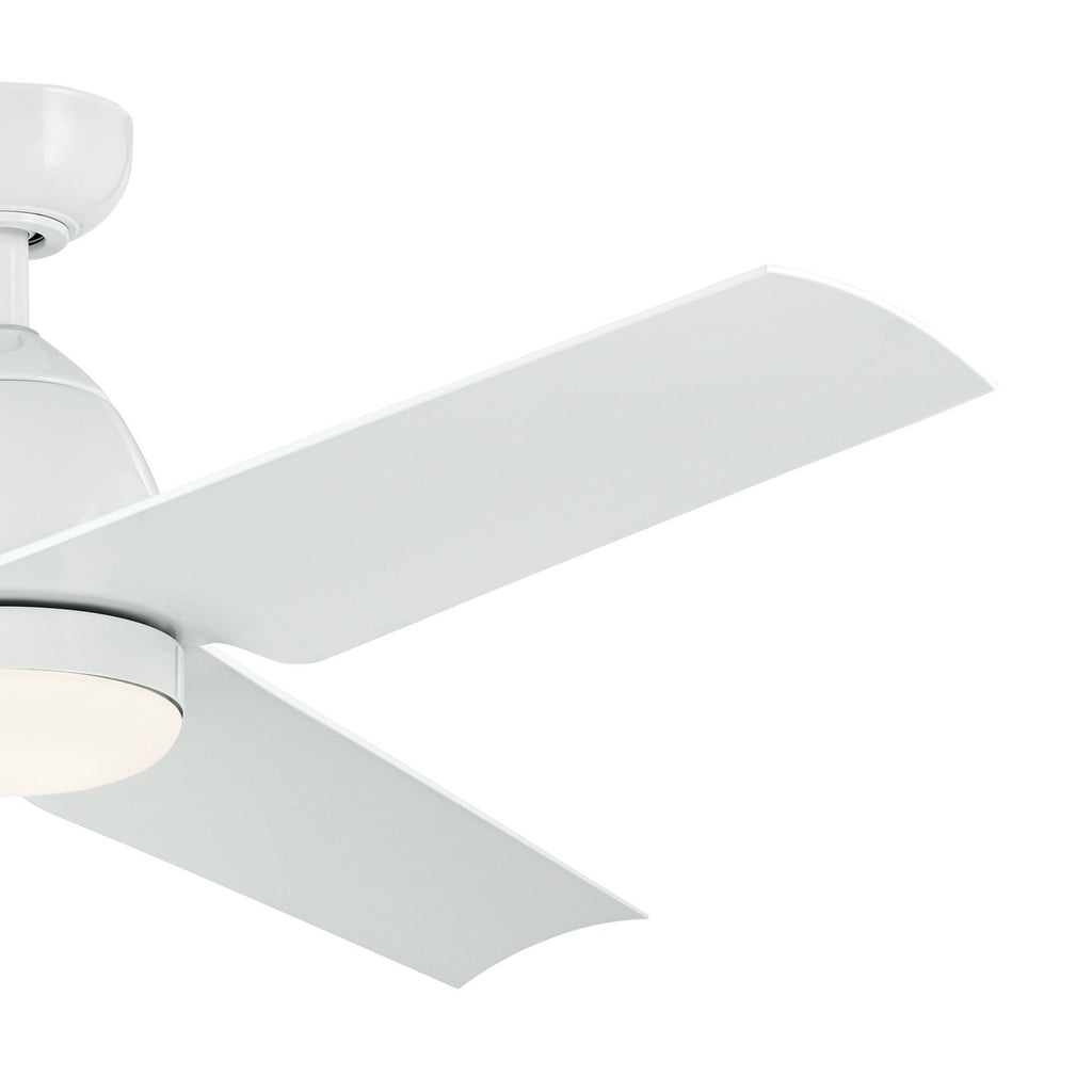 KICHLER 310254WH 54 Inch Fit Ceiling Fan With Satin Etched Cased Opal Glass In White With White Blades