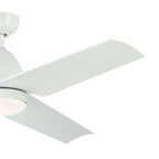 KICHLER 310254WH 54 Inch Fit Ceiling Fan With Satin Etched Cased Opal Glass In White With White Blades