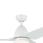 KICHLER 310254WH 54 Inch Fit Ceiling Fan With Satin Etched Cased Opal Glass In White With White Blades
