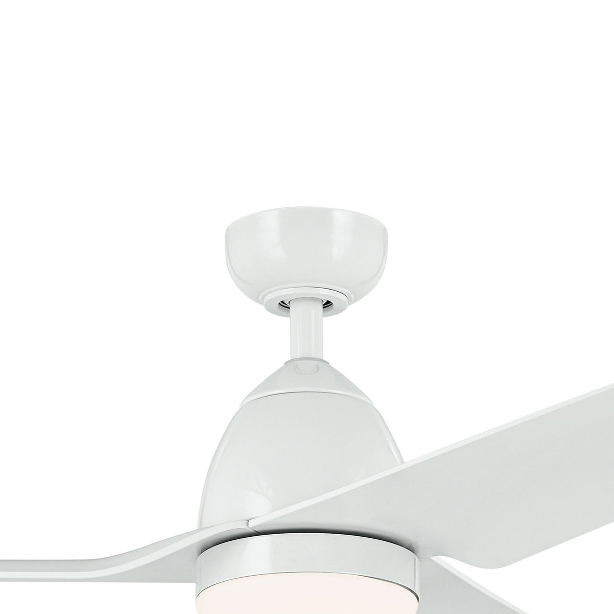 KICHLER 310254WH 54 Inch Fit Ceiling Fan With Satin Etched Cased Opal Glass In White With White Blades