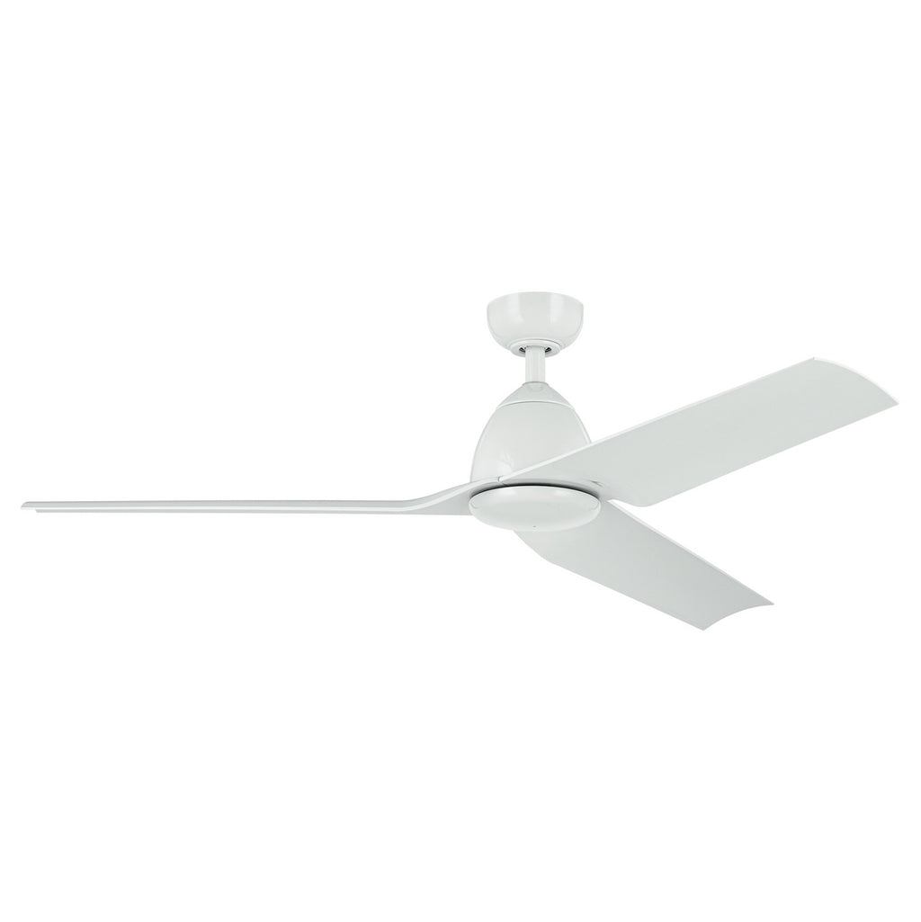 KICHLER 310254WH 54 Inch Fit Ceiling Fan With Satin Etched Cased Opal Glass In White With White Blades