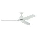 KICHLER 310254WH 54 Inch Fit Ceiling Fan With Satin Etched Cased Opal Glass In White With White Blades