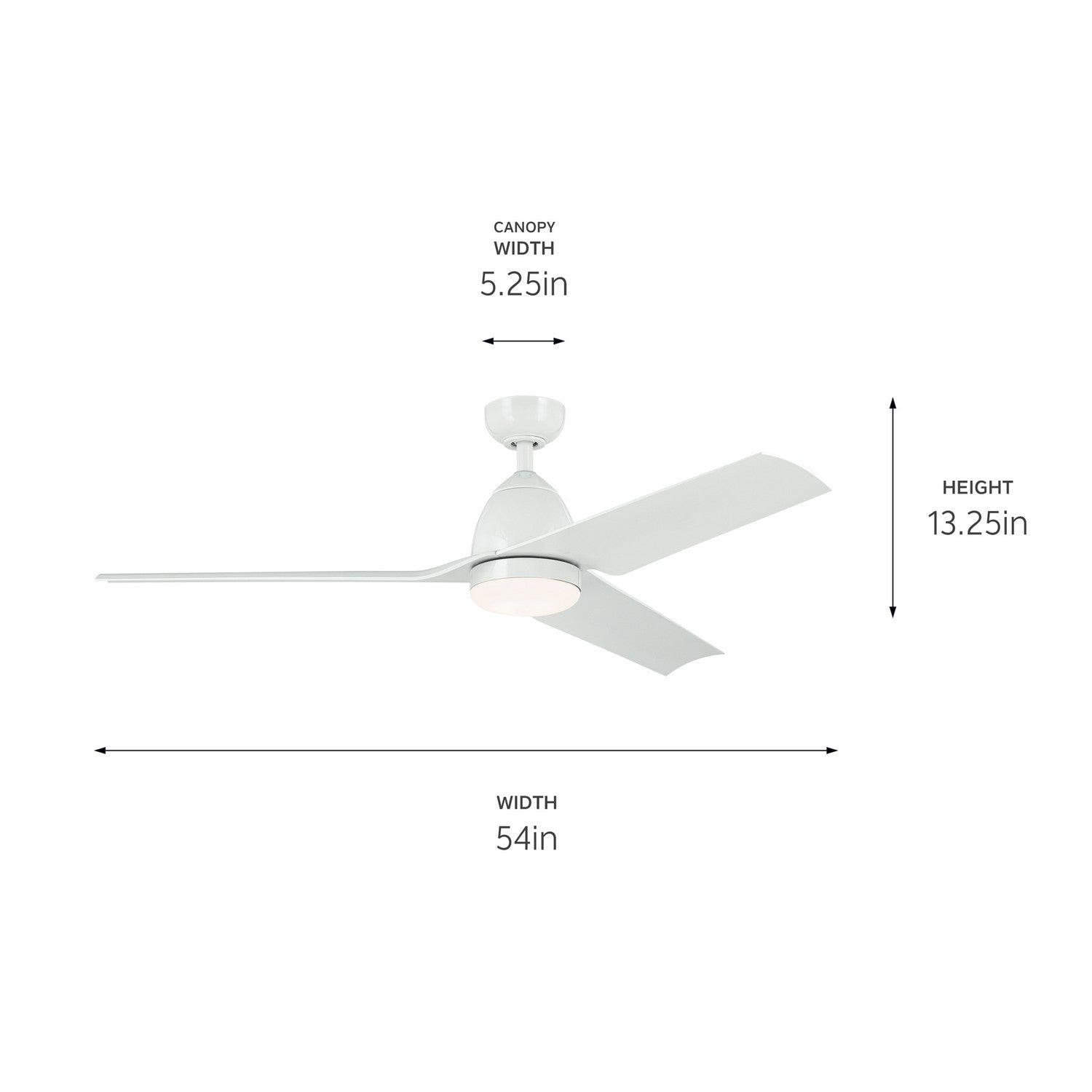 KICHLER 310254WH 54 Inch Fit Ceiling Fan With Satin Etched Cased Opal Glass In White With White Blades