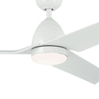 KICHLER 310254WH 54 Inch Fit Ceiling Fan With Satin Etched Cased Opal Glass In White With White Blades