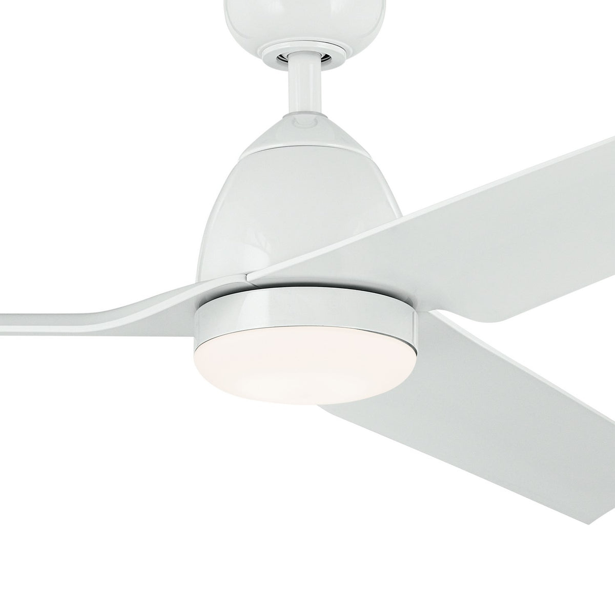 KICHLER 310254WH 54 Inch Fit Ceiling Fan With Satin Etched Cased Opal Glass In White With White Blades