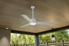 KICHLER 310254WH 54 Inch Fit Ceiling Fan With Satin Etched Cased Opal Glass In White With White Blades