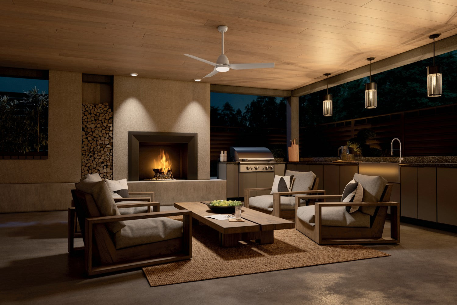 KICHLER 310254WH 54 Inch Fit Ceiling Fan With Satin Etched Cased Opal Glass In White With White Blades