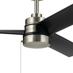 KICHLER 300375NI 52 Inch Spyn Lite Fan In Brushed Nickel With Black Blades