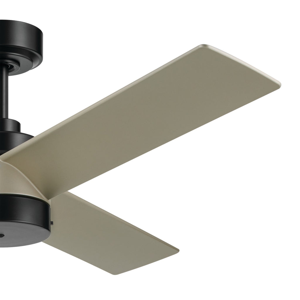 KICHLER 300375SBK 52 Inch Spyn Lite Fan In Satin Black With Silver Blades