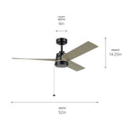 KICHLER 300375SBK 52 Inch Spyn Lite Fan In Satin Black With Silver Blades