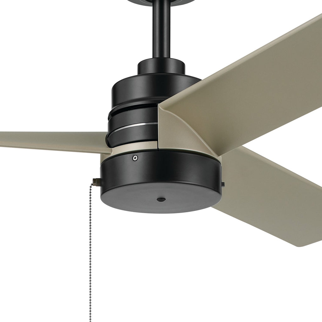 KICHLER 300375SBK 52 Inch Spyn Lite Fan In Satin Black With Silver Blades