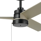 KICHLER 300375SBK 52 Inch Spyn Lite Fan In Satin Black With Silver Blades