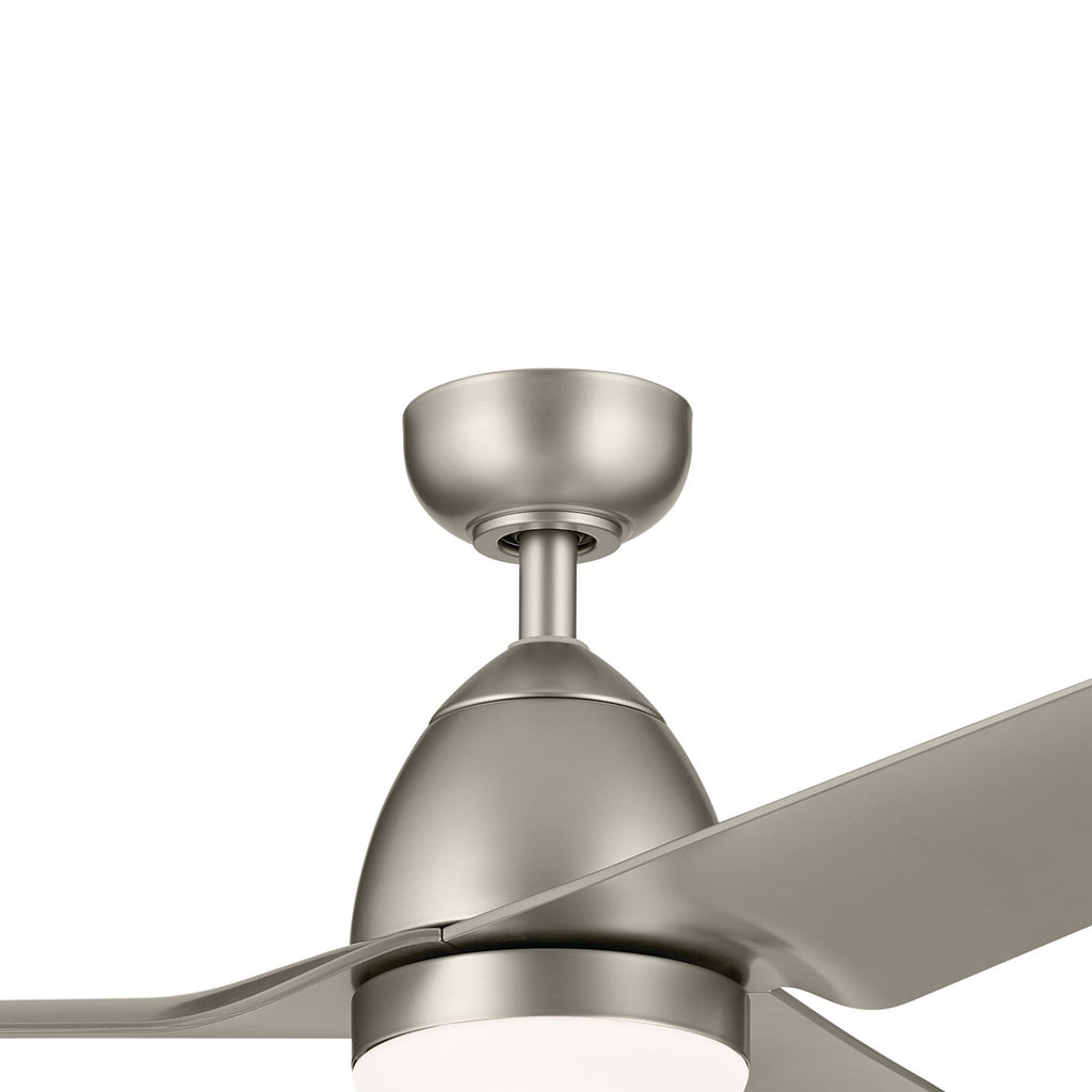 KICHLER 310254NI 54 Inch Fit Ceiling Fan With Satin Etched Cased Opal Glass In Brushed Nickel With Silver Blades