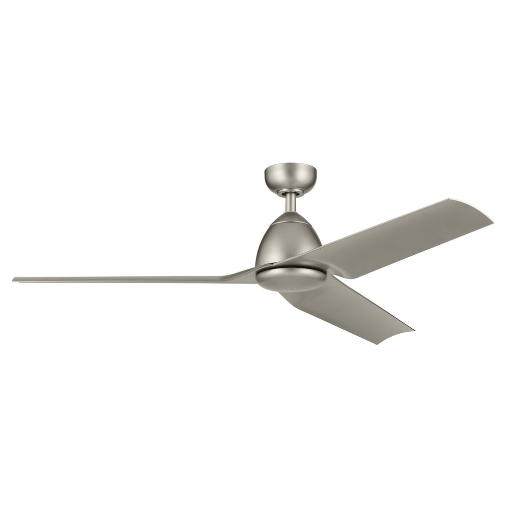 KICHLER 310254NI 54 Inch Fit Ceiling Fan With Satin Etched Cased Opal Glass In Brushed Nickel With Silver Blades