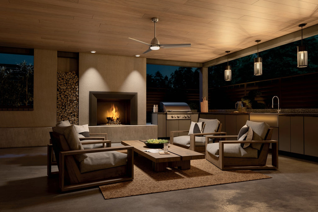KICHLER 310254NI 54 Inch Fit Ceiling Fan With Satin Etched Cased Opal Glass In Brushed Nickel With Silver Blades