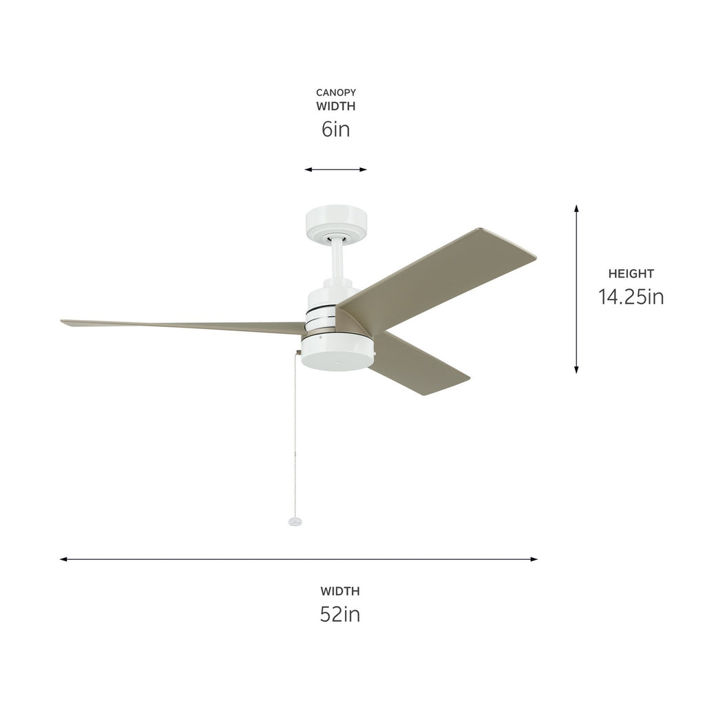 KICHLER 300375WH 52 Inch Spyn Lite Fan In White With Silver Blades