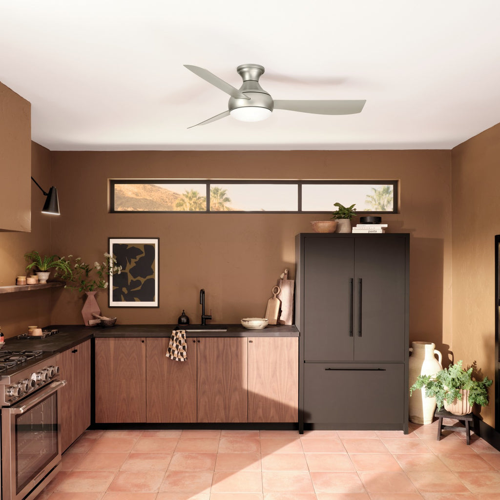 KICHLER 310354NI 54 Inch Ample Ceiling Fan With Satin Etched Cased Opal Glass In Brushed Nickel With Silver Blades