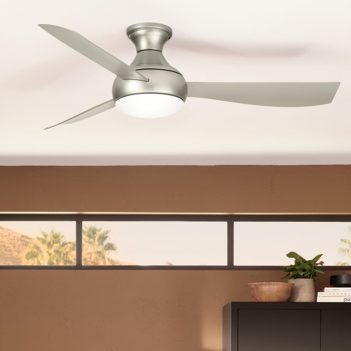 KICHLER 310354NI 54 Inch Ample Ceiling Fan With Satin Etched Cased Opal Glass In Brushed Nickel With Silver Blades