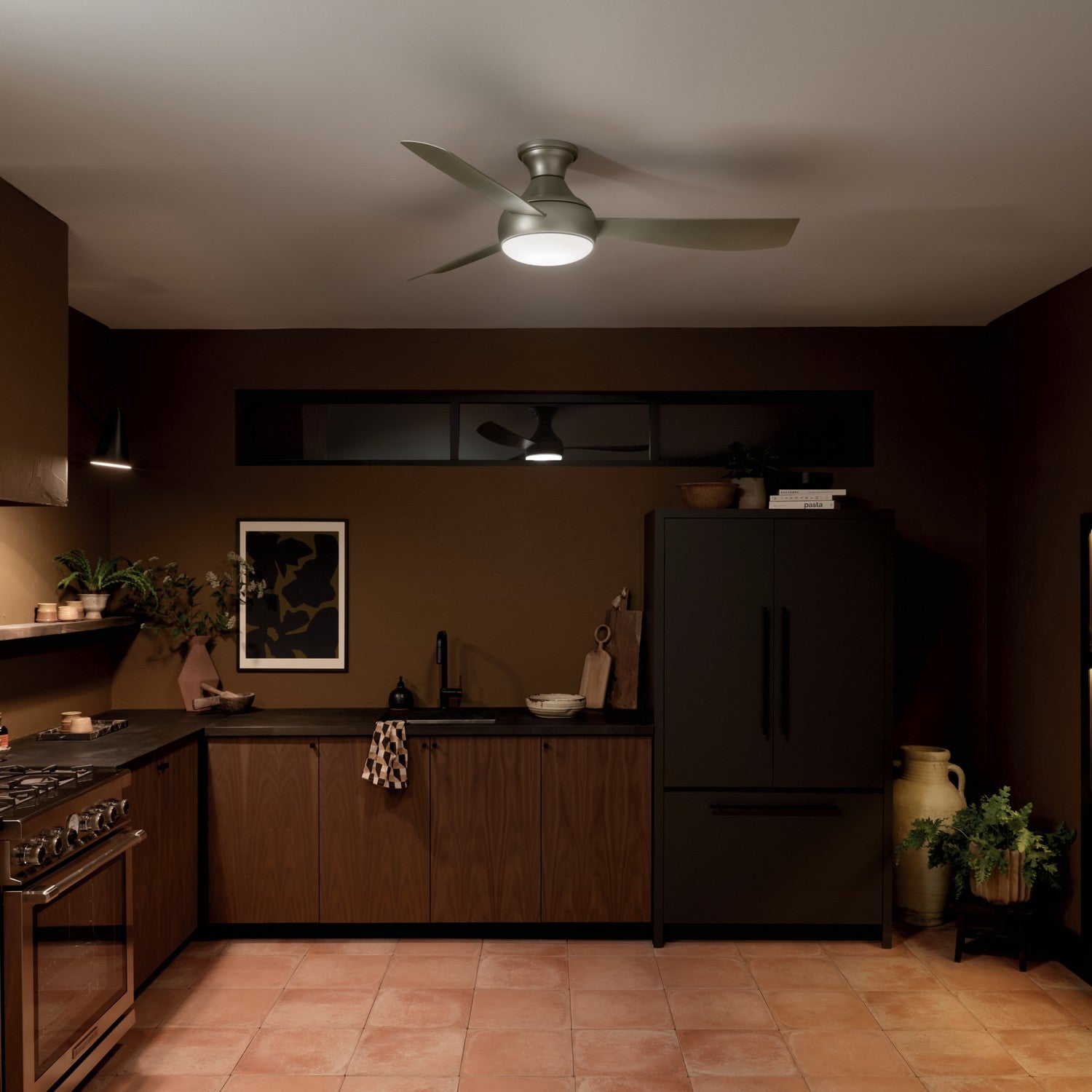KICHLER 310354NI 54 Inch Ample Ceiling Fan With Satin Etched Cased Opal Glass In Brushed Nickel With Silver Blades
