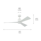 KICHLER 310452WH 52 Inch True Ceiling Fan In White With White Blades