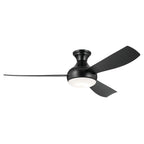 KICHLER 310354SBK 54 Inch Ample Ceiling Fan With Satin Etched Cased Opal Glass In Satin Black With Satin Black Blades