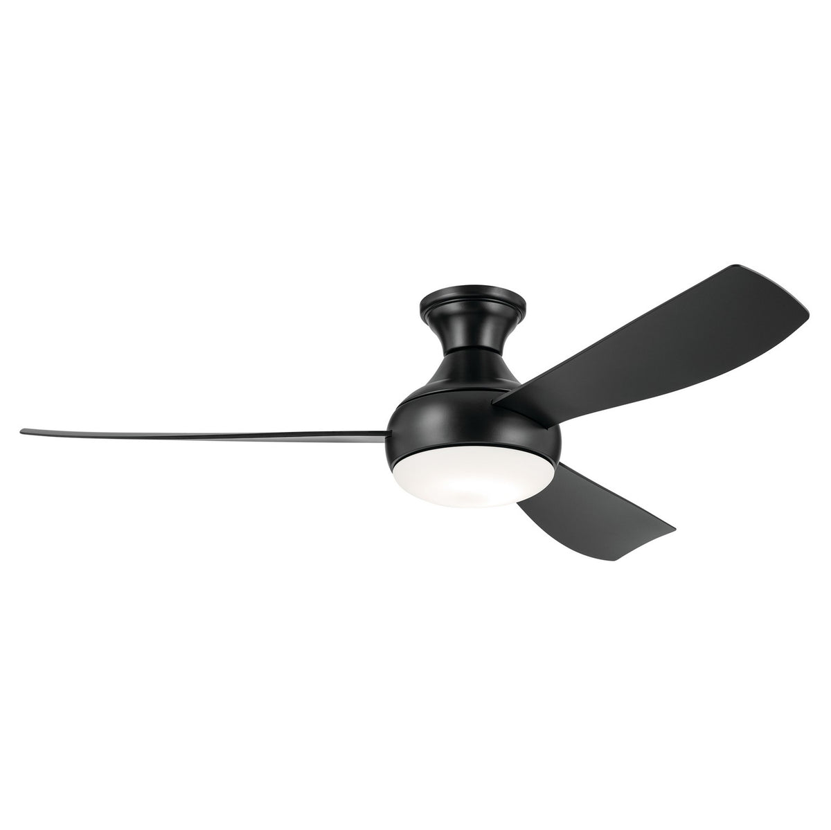 KICHLER 310354SBK 54 Inch Ample Ceiling Fan With Satin Etched Cased Opal Glass In Satin Black With Satin Black Blades