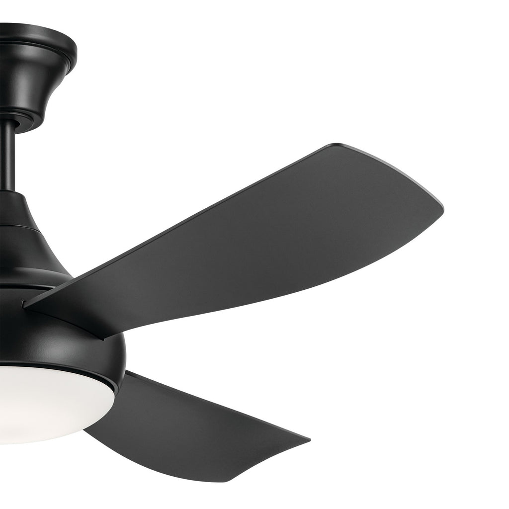 KICHLER 310354SBK 54 Inch Ample Ceiling Fan With Satin Etched Cased Opal Glass In Satin Black With Satin Black Blades