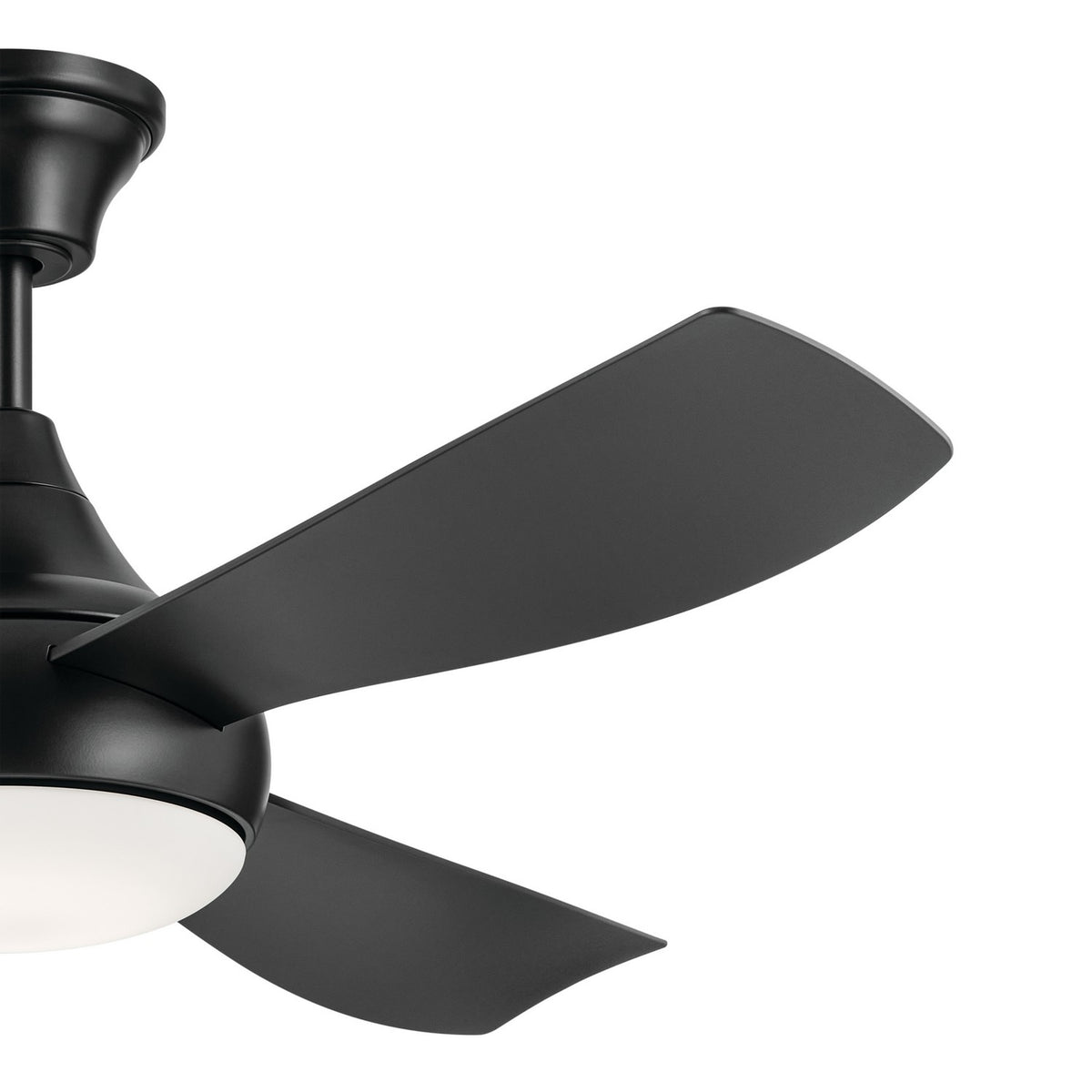 KICHLER 310354SBK 54 Inch Ample Ceiling Fan With Satin Etched Cased Opal Glass In Satin Black With Satin Black Blades