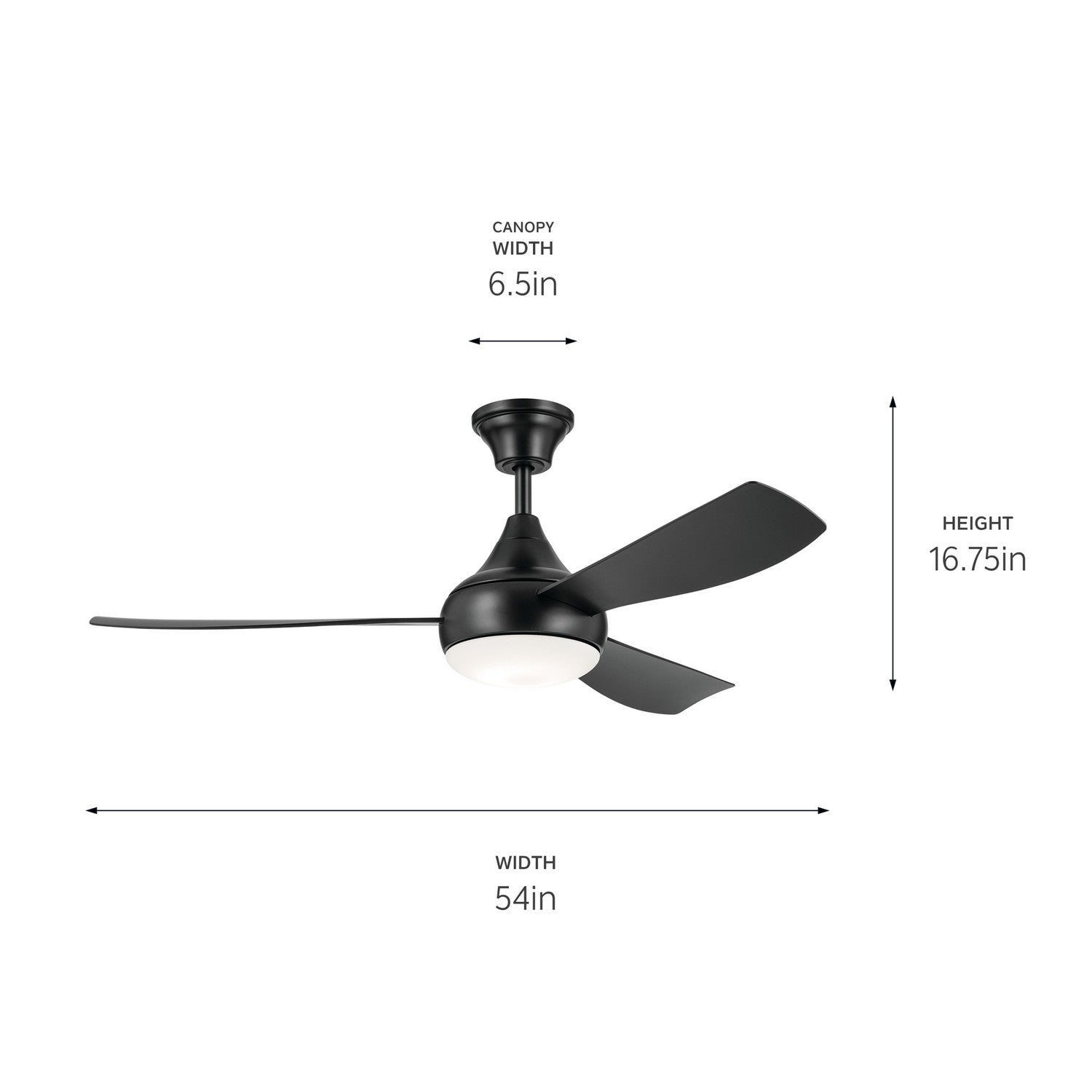 KICHLER 310354SBK 54 Inch Ample Ceiling Fan With Satin Etched Cased Opal Glass In Satin Black With Satin Black Blades