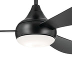 KICHLER 310354SBK 54 Inch Ample Ceiling Fan With Satin Etched Cased Opal Glass In Satin Black With Satin Black Blades