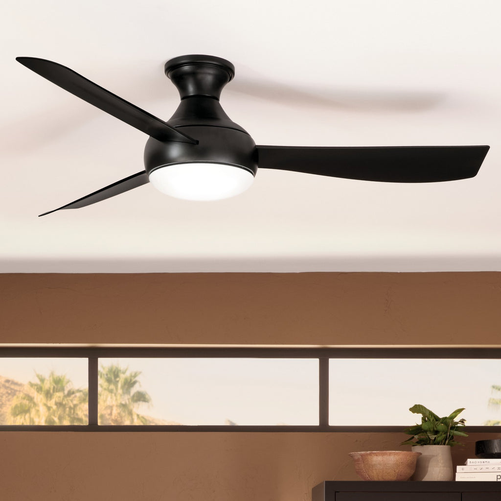 KICHLER 310354SBK 54 Inch Ample Ceiling Fan With Satin Etched Cased Opal Glass In Satin Black With Satin Black Blades
