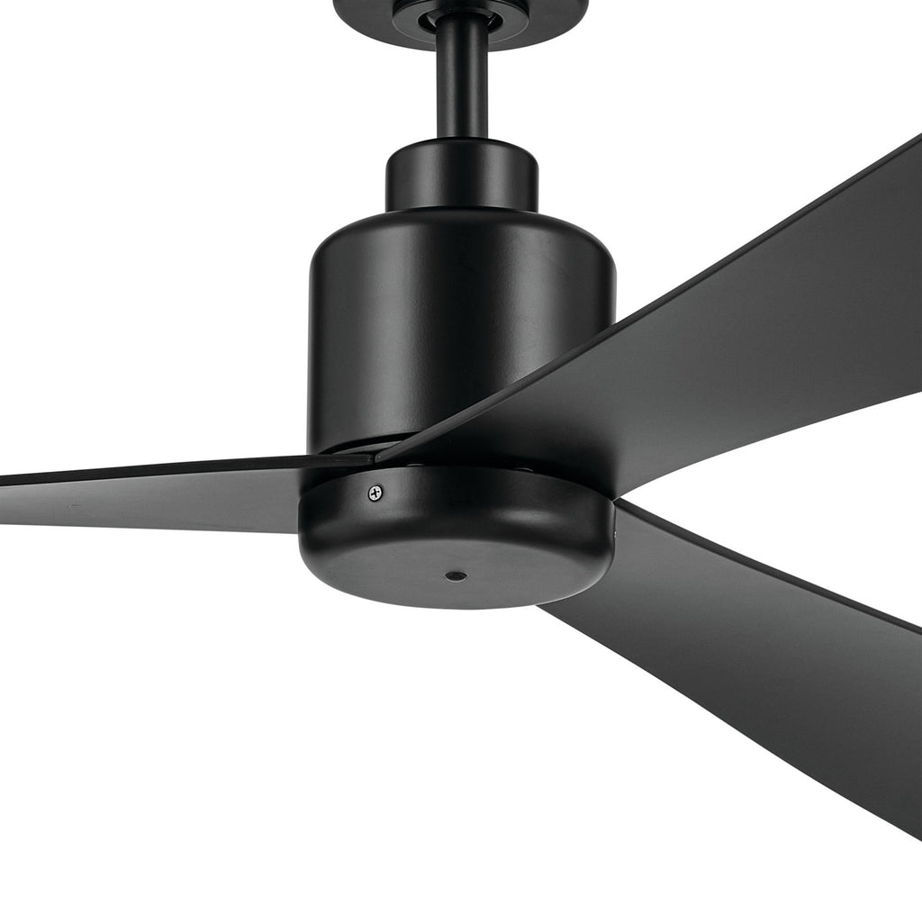 KICHLER 310452SBK 52 Inch True Ceiling Fan In Satin Black With Satin Black Blades