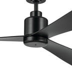 KICHLER 310452SBK 52 Inch True Ceiling Fan In Satin Black With Satin Black Blades