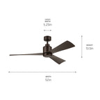 KICHLER 310452SNB 52 Inch True Ceiling Fan In Satin Natural Bronze With Satin Natural Bronze Blades