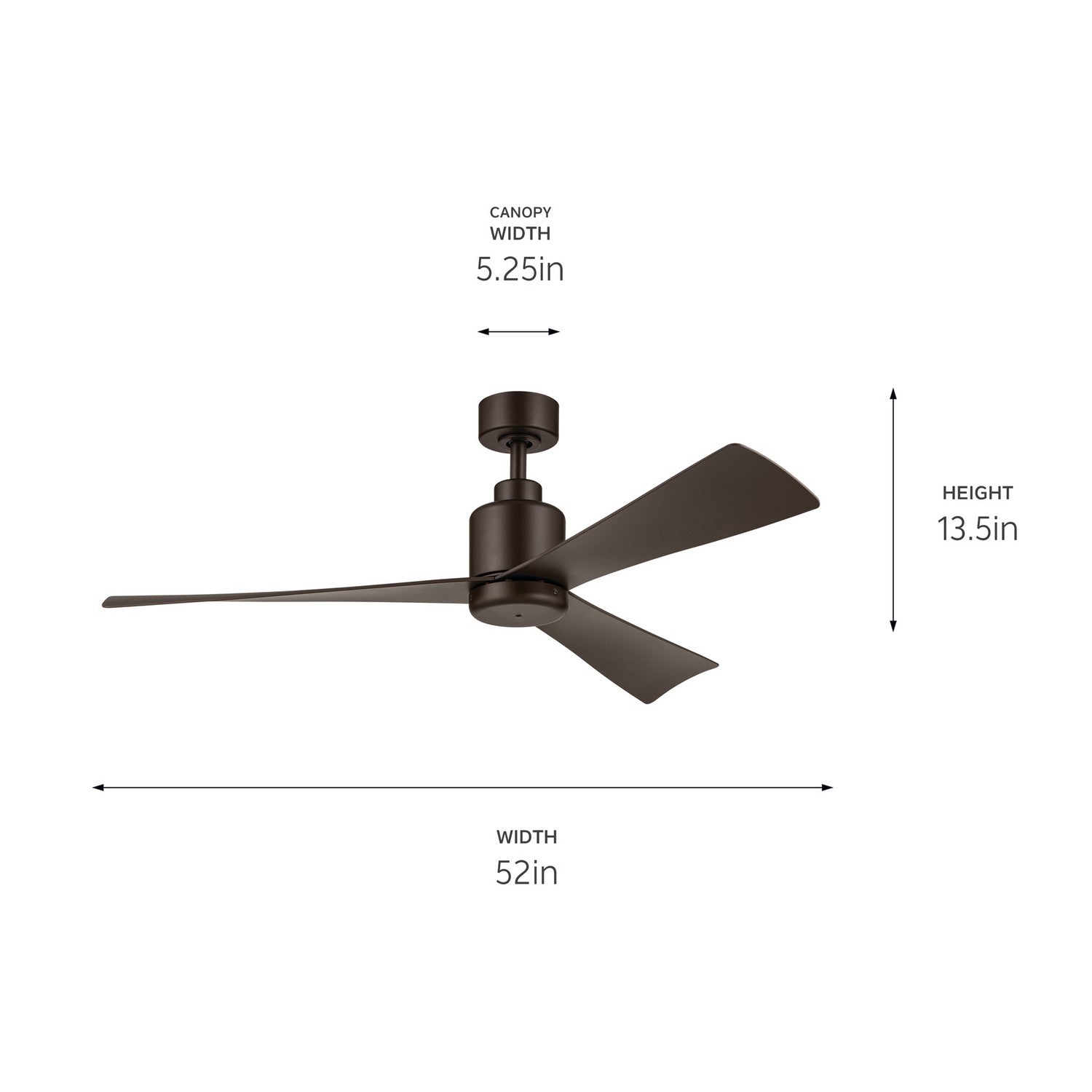 KICHLER 310452SNB 52 Inch True Ceiling Fan In Satin Natural Bronze With Satin Natural Bronze Blades