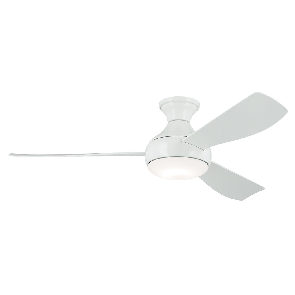 KICHLER 310354WH 54 Inch Ample Ceiling Fan With Satin Etched Cased Opal Glass In White With White Blades
