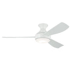 KICHLER 310354WH 54 Inch Ample Ceiling Fan With Satin Etched Cased Opal Glass In White With White Blades