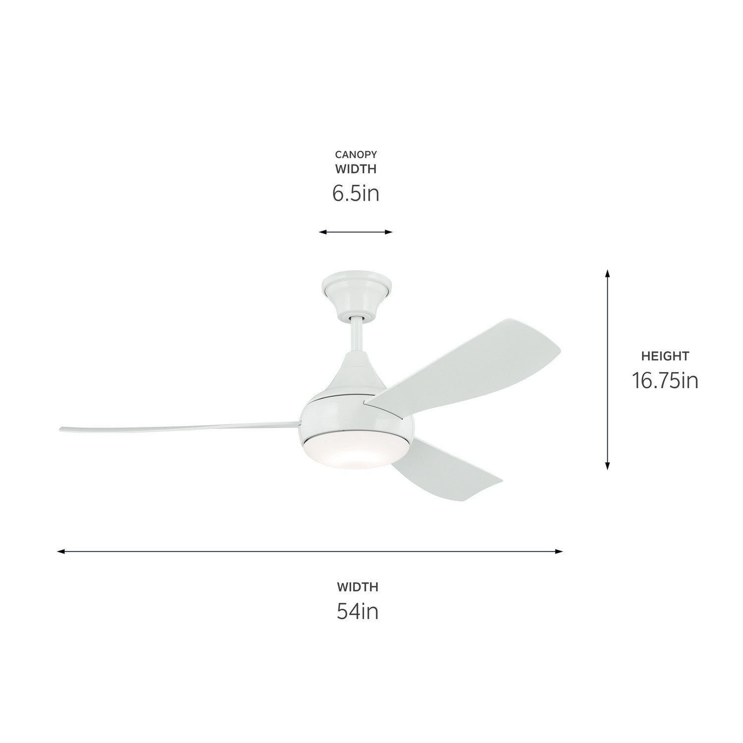 KICHLER 310354WH 54 Inch Ample Ceiling Fan With Satin Etched Cased Opal Glass In White With White Blades