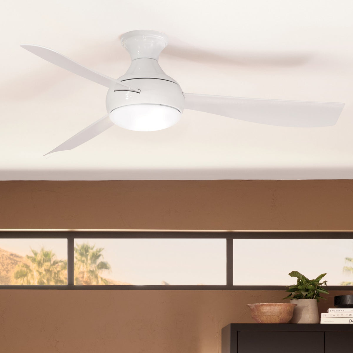 KICHLER 310354WH 54 Inch Ample Ceiling Fan With Satin Etched Cased Opal Glass In White With White Blades
