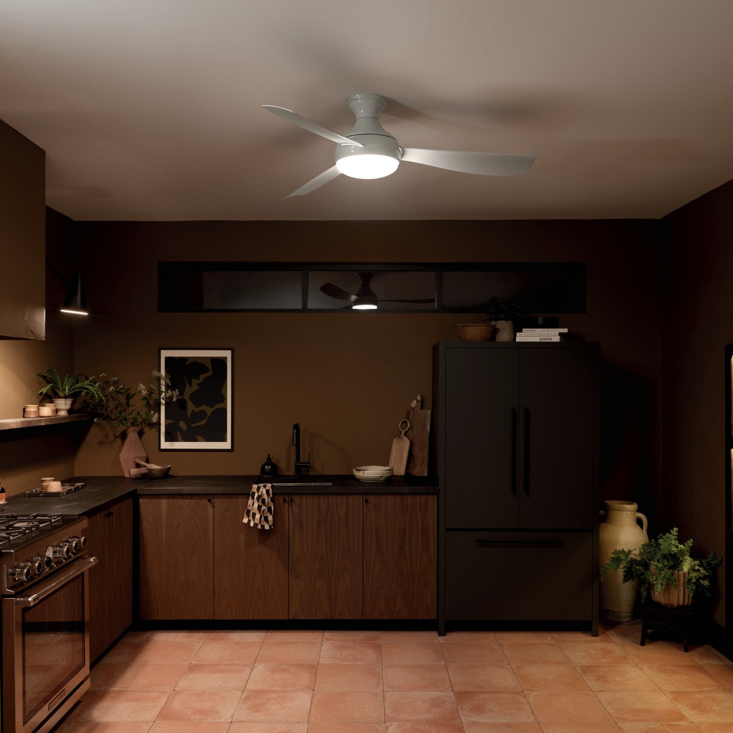 KICHLER 310354WH 54 Inch Ample Ceiling Fan With Satin Etched Cased Opal Glass In White With White Blades