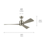 KICHLER 310452BSS 52 Inch True Ceiling Fan In Brushed Stainless Steel With Silver Blades