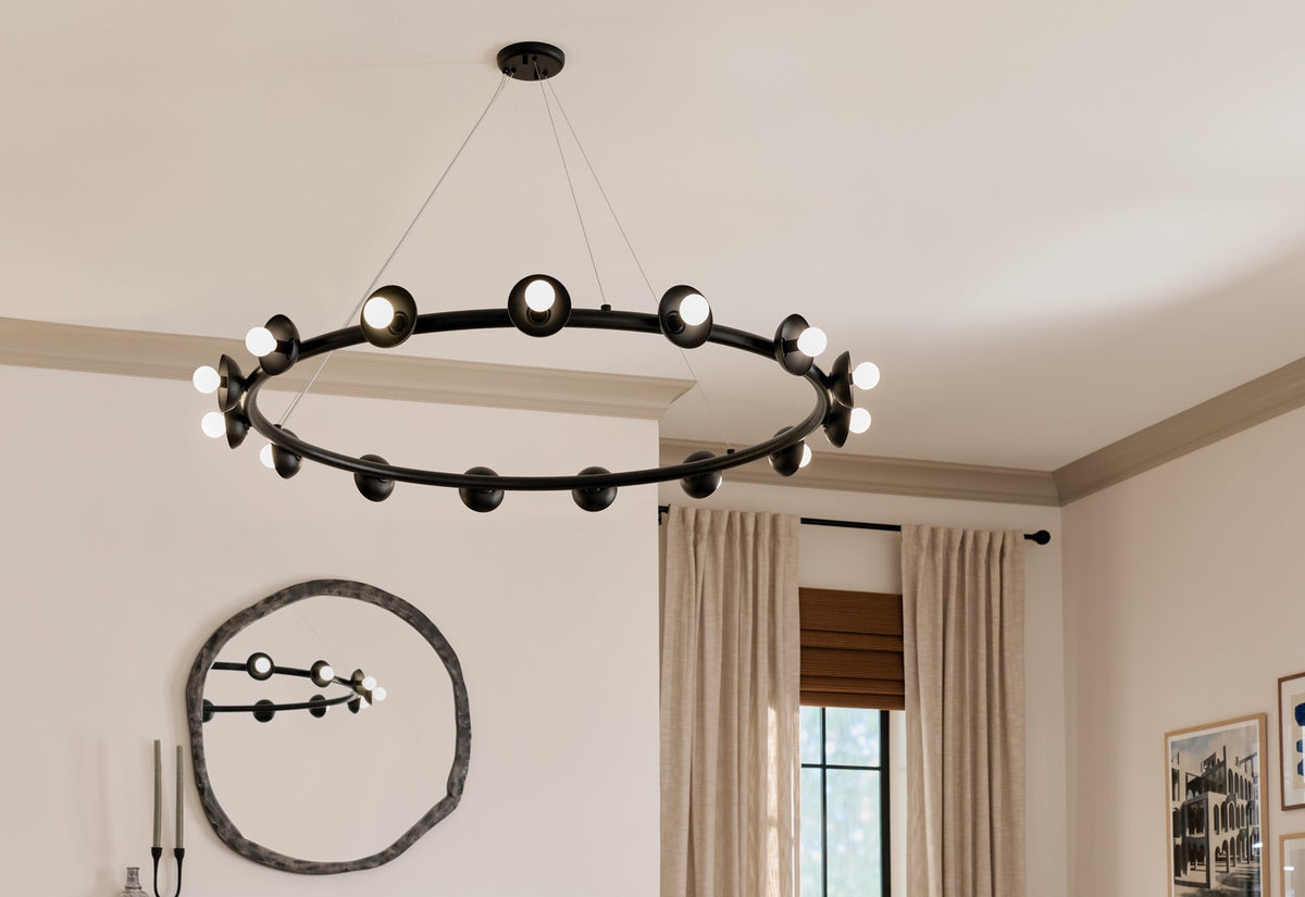 KICHLER 52644BK Palta 50 Inch 15 Light Chandelier In Black