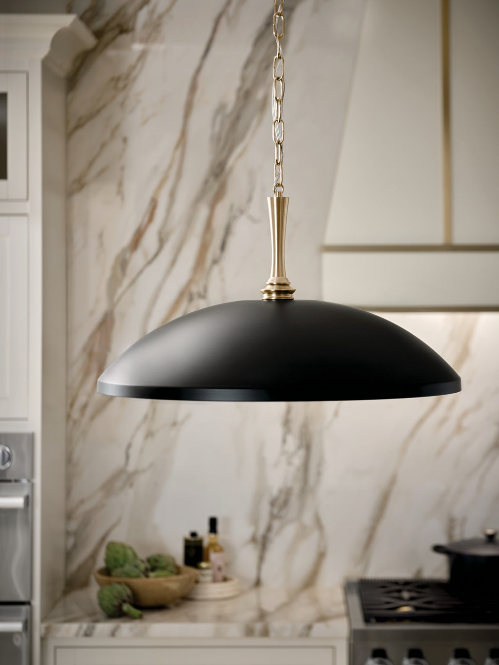 KICHLER 52638BK Delarosa 20 Inch 1 Light Pendant In Black And Champagne Bronze