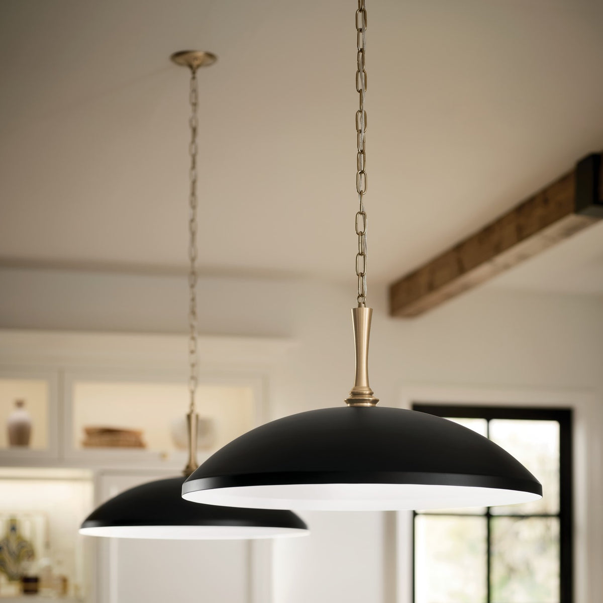 KICHLER 52638BK Delarosa 20 Inch 1 Light Pendant In Black And Champagne Bronze